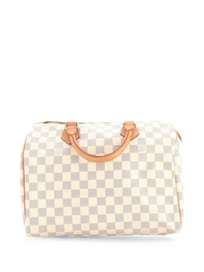 Pre-owned Louis Vuitton Speedy Handbag Damier 30 Satchel In White