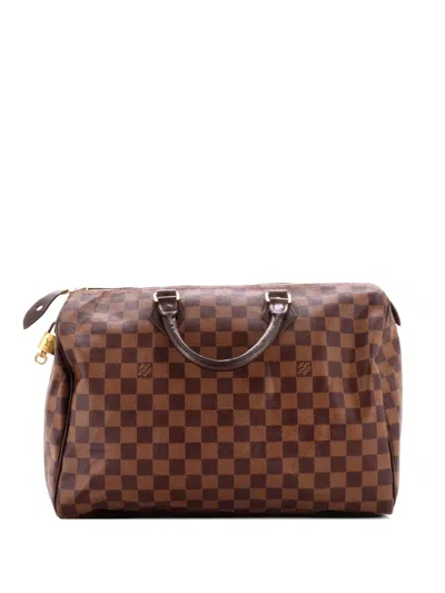 Pre-owned Louis Vuitton Speedy Handbag Damier 35 Satchel In Brown