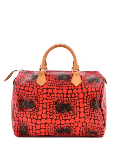 Pre-owned Louis Vuitton Speedy Handbag Limited Edition Kusama Town Monogram Canvas 30 Satchel In Red