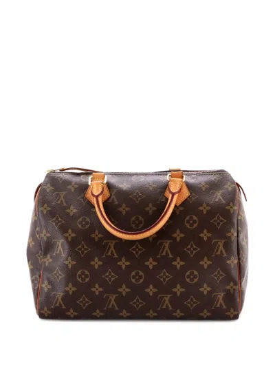 Pre-owned Louis Vuitton Speedy Handbag Limited Edition V Monogram Canvas 30 Satchel In Brown