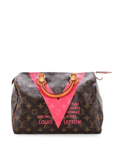 Pre-owned Louis Vuitton Speedy Handbag Limited Edition V Monogram Canvas 30 Satchel In Brown