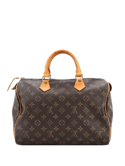 Pre-owned Louis Vuitton Speedy Handbag Monogram Canvas 30 Satchel In Brown