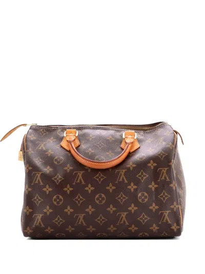 Pre-owned Louis Vuitton Speedy Handbag Monogram Canvas 30 Satchel In Brown