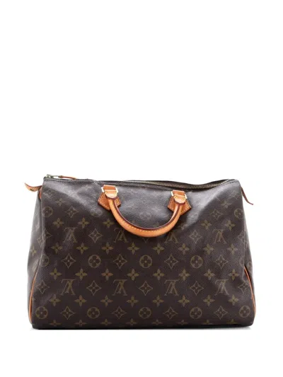 Pre-owned Louis Vuitton Speedy Handbag Monogram Canvas 35 Satchel In Brown