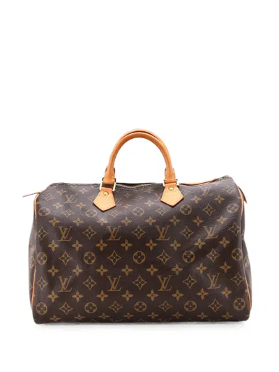 Pre-owned Louis Vuitton Speedy Handbag Monogram Canvas 35 Satchel In Brown