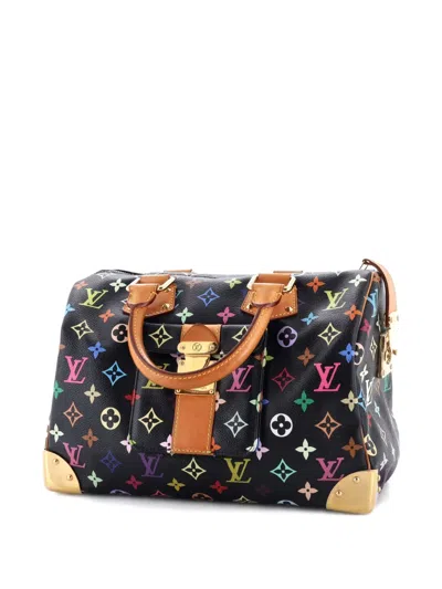 Pre-owned Louis Vuitton Speedy Handbag Monogram Multicolor 30 Satchel In Black