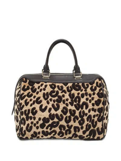 Pre-owned Louis Vuitton Speedy Leopard Velvet Tote Bag In Neutral