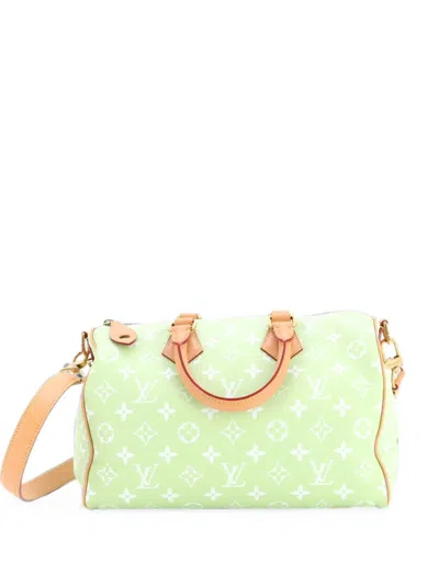 Pre-owned Louis Vuitton Speedy P9 Bandouliere Bag Monogram Leather 30 Satchel In Green