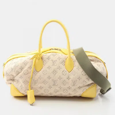 Pre-owned Louis Vuitton Speedy Round Monogram Denim Jaune In Sand