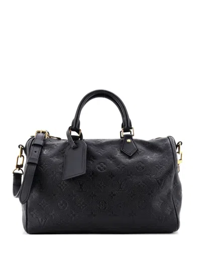 Pre-owned Louis Vuitton Speedy Soft Bandouliere Bag Monogram Empreinte Leather 30 Satchel In Black