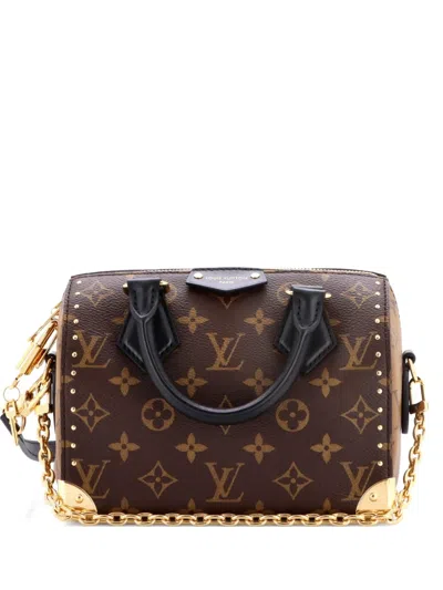 Pre-owned Louis Vuitton Speedy Trunk Bag Reverse Monogram Canvas 20 Satchel In Brown
