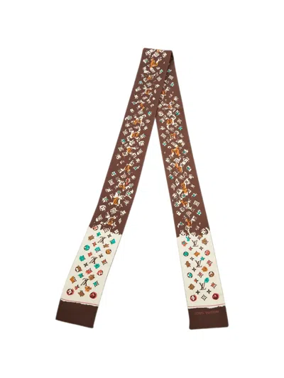 Pre-owned Louis Vuitton Splash Monogram Bandeau Silk Scarf In Brown