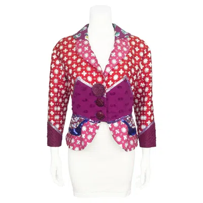 Pre-owned Louis Vuitton Spring 2005  By Marc Jacobs Pink And Red Brocade Patchwork Jacket
