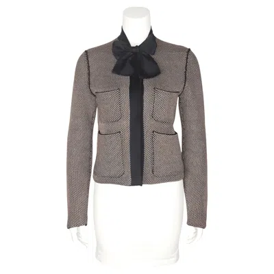 Pre-owned Louis Vuitton Spring 2016  By Nicolas Ghesquière Waffle Knit Jacket With Bow In Gray