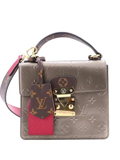 Pre-owned Louis Vuitton Spring Street Nm Handbag Monogram Vernis With Monogram Canvas Satchel In Brown