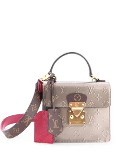 Pre-owned Louis Vuitton Spring Street Nm Handbag Monogram Vernis With Monogram Canvas Satchel In Neutral