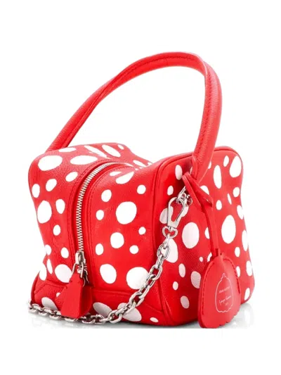 Pre-owned Louis Vuitton Square Bag Yayoi Kusama Infinity Dots Monogram Empreinte Giant Satchel In Red