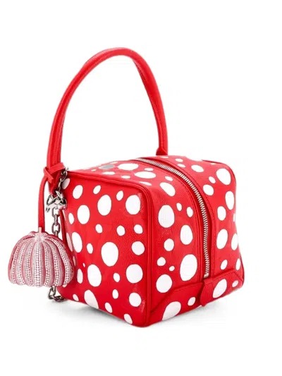 Pre-owned Louis Vuitton Square Bag Yayoi Kusama Infinity Dots Monogram Empreinte Giant Satchel In Red