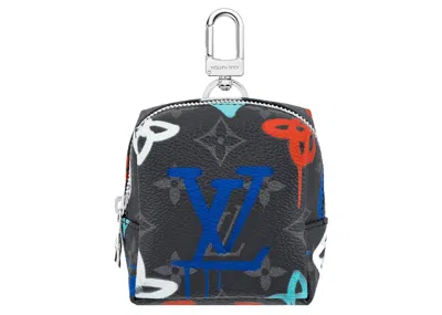 Pre-owned Louis Vuitton Squared Pouch Key Holder And Bag Charm In Lv Graffiti