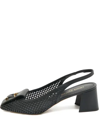 Pre-owned Louis Vuitton Sshake Perforated Sling-back Pumps In Black