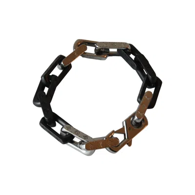 Pre-owned Louis Vuitton Stainless Steel Monogram Chain Bracelets Black White