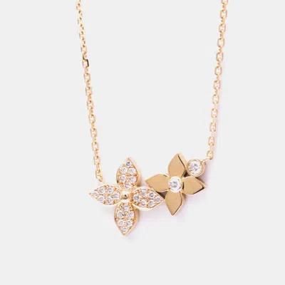 Pre-owned Louis Vuitton Star Blossom Double Diamond Pink Gold 18k Diamond Fashion Pendant Necklace Pink Gold