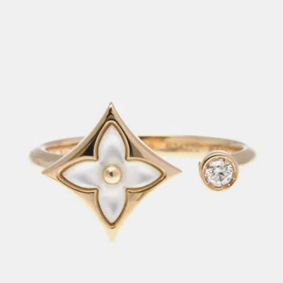 Pre-owned Louis Vuitton Star Blossom Mini 18 K Pink Gold Mother Of Peral Ring