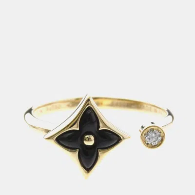 Pre-owned Louis Vuitton Star Blossom Mini Ring Yellow Gold (18k) Fashion Diamond Onyx Band Ring Gold Eu 54