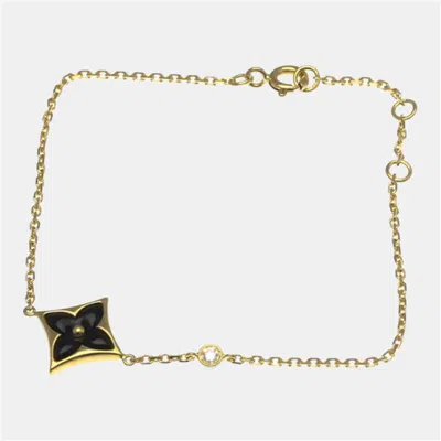 Pre-owned Louis Vuitton Star Blossom Yellow Gold 18k Diamond Onyx Charm Bracelet Onyx