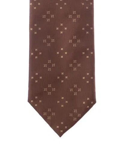 Pre-owned Louis Vuitton Star Pattern Neck Tie In Brown