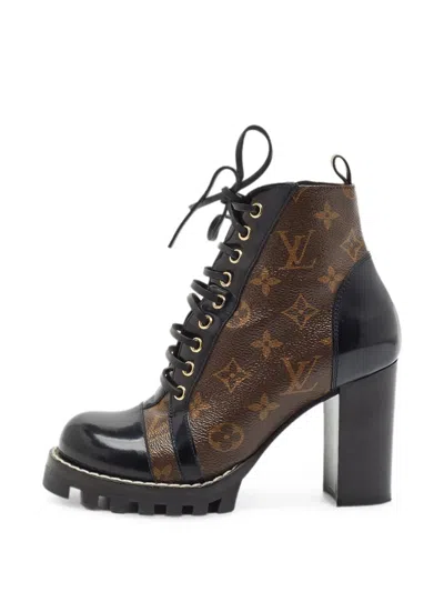 Pre-owned Louis Vuitton Star Trail Monogram Ankle Boots In Brown