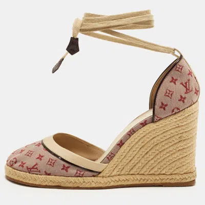 Pre-owned Louis Vuitton Starboard Size 41 Pink/brown Monogram Canvas And Leather Wedge Pumps
