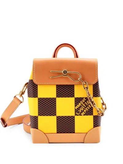 Pre-owned Louis Vuitton Steamer Bag Damier Pop Nano Crossbody Bag In Yellow