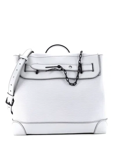 Pre-owned Louis Vuitton Steamer Bag Epi Leather Pm Satchel In White