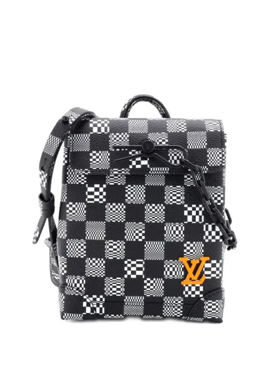 Pre-owned Louis Vuitton Steamer Bag Limited Edition Distorted Damier Xs Crossbody Bag In Black
