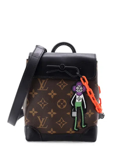 Pre-owned Louis Vuitton Steamer Bag Monogram Canvas With Lv Friends Patch Xs Crossbody Bag In Black