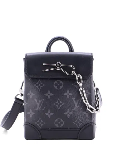 Pre-owned Louis Vuitton Steamer Bag Monogram Eclipse Canvas Nano Crossbody Bag In Black