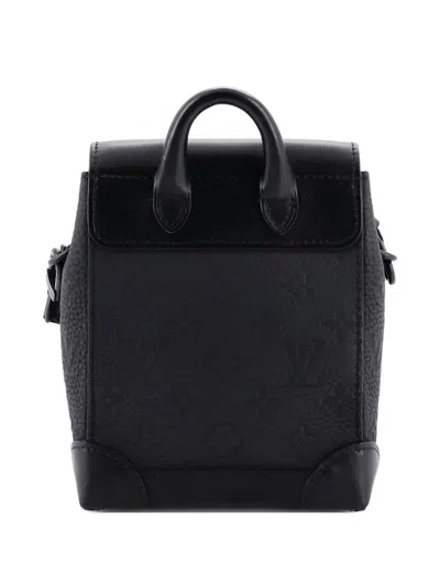 Pre-owned Louis Vuitton Steamer Bag Monogram Taurillon Leather Nano Crossbody Bag In Black