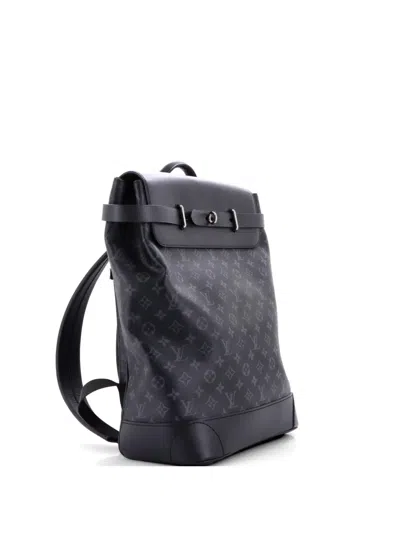 Pre-owned Louis Vuitton Steamer Monogram Eclipse Canvas Backpack In Black