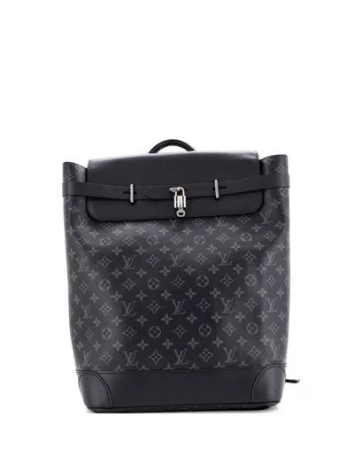 Pre-owned Louis Vuitton Steamer Monogram Eclipse Canvas Backpack In Black