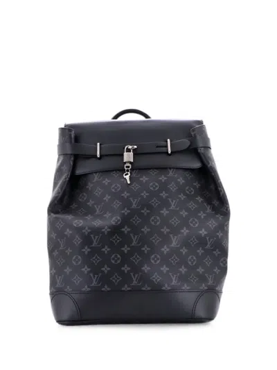 Pre-owned Louis Vuitton Steamer Monogram Eclipse Canvas Backpack In Black