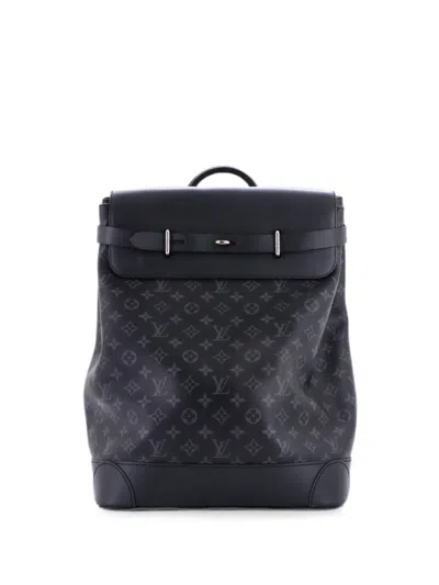 Pre-owned Louis Vuitton Steamer Monogram Eclipse Canvas Backpack In Black