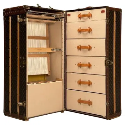 Pre-owned Louis Vuitton , Steamer Trunk, Monogram Canvas, Leather, Special Order In Sand