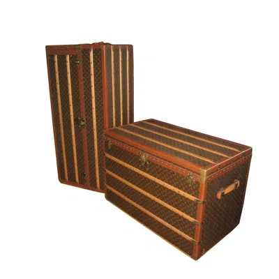 Pre-owned Louis Vuitton Steamer Trunks Mid-century Companion Pair Special Order In Brown