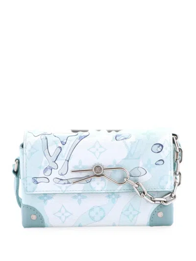 Pre-owned Louis Vuitton Steamer Wearable Wallet Limited Edition Aquagarden Monogram Canvas Crossbody Bag In Blue