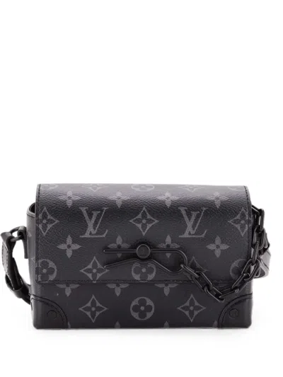 Pre-owned Louis Vuitton Steamer Wearable Wallet Monogram Eclipse Canvas Crossbody Bag In Black