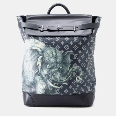 Pre-owned Louis Vuitton Steamerbackpack Encre Monogram / Savannah In Black