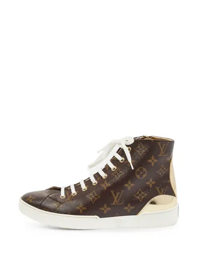 Pre-owned Louis Vuitton Stellar Monogram High-top Sneakers In Brown