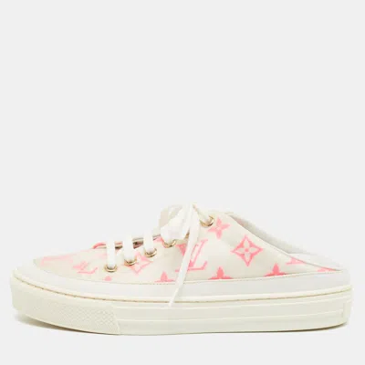 Pre-owned Louis Vuitton Stellar Size 35.5 White/pink Leather And Mesh Mules
