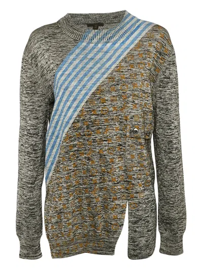 Pre-owned Louis Vuitton Stripe Monogram Sweater In Gray